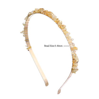1PC Natural Stone Crown Gravel Headbands Irregular Aquamarines Amethysts Chip Beads Hair Hoops For Women Girl Hair Accessories