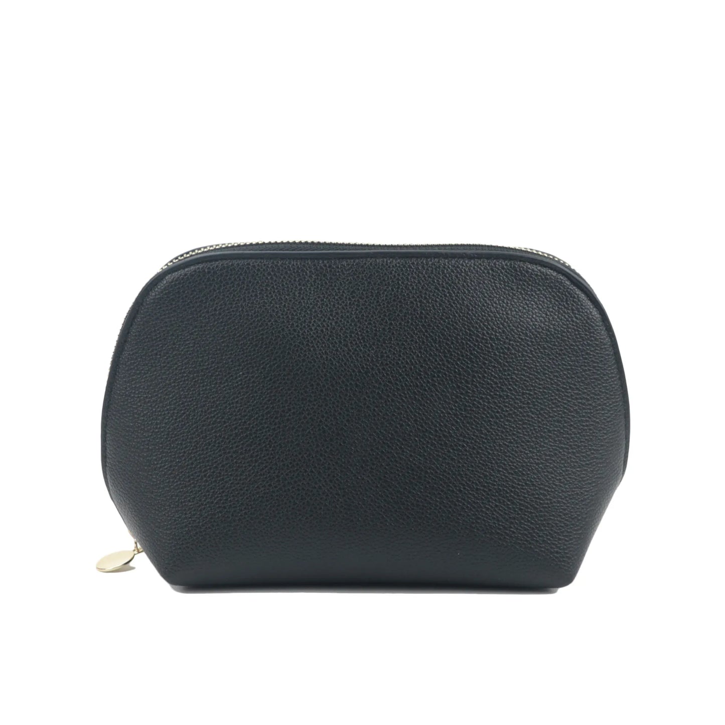 Bolsa de cosméticos de cuero sintético con letras personalizadas, clásica, sencilla, de color liso, con cremallera avanzada.
