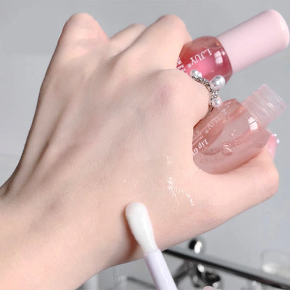 Aceite Labial de Cristal de Fruta Hidratante Brillo Labial Transparente de Vidrio Voluminizador Suero Labial Transparente Cuidado de Labios Maquillaje Cosméticos
