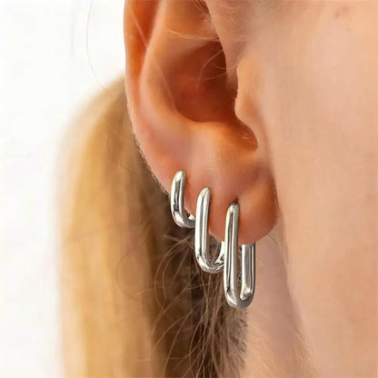 2/6 PCS Pendientes Huggies Minimalistas Mariasz de Acero Inoxidable con Recubrimiento PVD Color Oro, Aro Cuadrado para Mujeres y Hombres, Joyería Clásica
