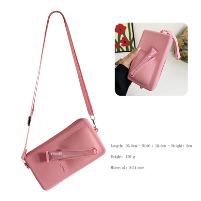Juego de Bolsas de Silicona para Teléfono + Bolsa de Cosméticos Correa Larga Ajustable Bolsas de Mujer a la Moda