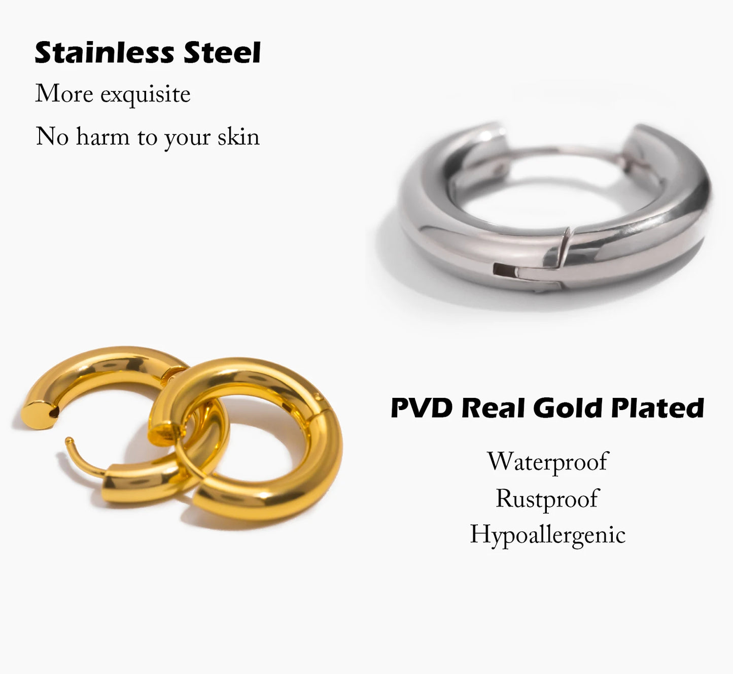 Pendientes de Aro Clásicos, Joyería de Acero Inoxidable a la Moda y Versátil