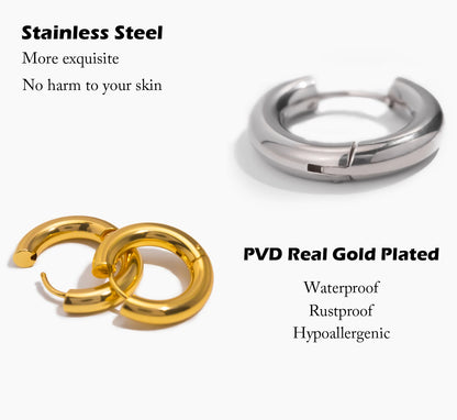 Pendientes de Aro Clásicos, Joyería de Acero Inoxidable a la Moda y Versátil