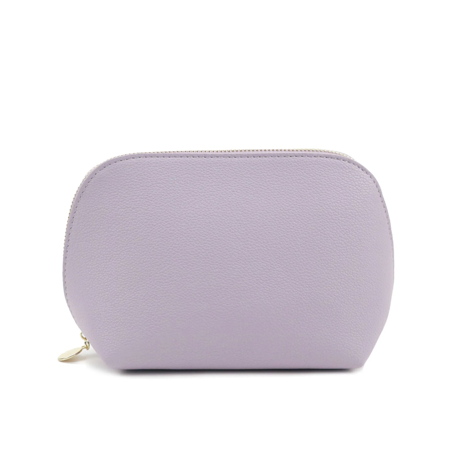 Bolsa de cosméticos de cuero sintético con letras personalizadas, clásica, sencilla, de color liso, con cremallera avanzada.