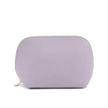 Bolsa de cosméticos de cuero sintético con letras personalizadas, clásica, sencilla, de color liso, con cremallera avanzada.