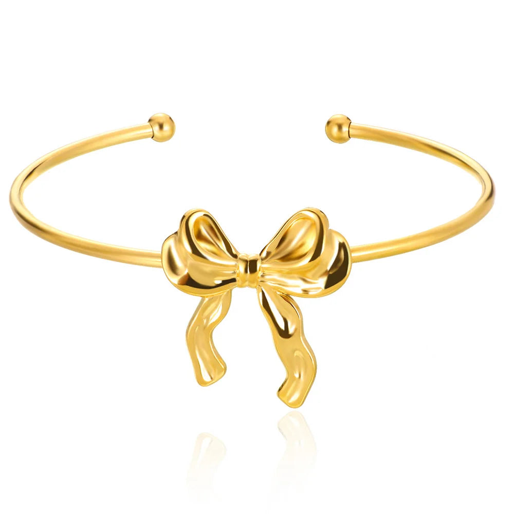 Brazalete Abierto con Patrón Clásico Exquisito para Mujeres, Pulsera Tipo Cuff, Color Oro, Brazalete de Acero Inoxidable