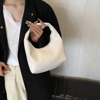 Bolso de Hombro Hobo Pequeño de Mujer de Moda Clásica, Tejido y Grabado, de Cuero PU Suave con Asa Superior, Bolsos Casuales para el Día a Día