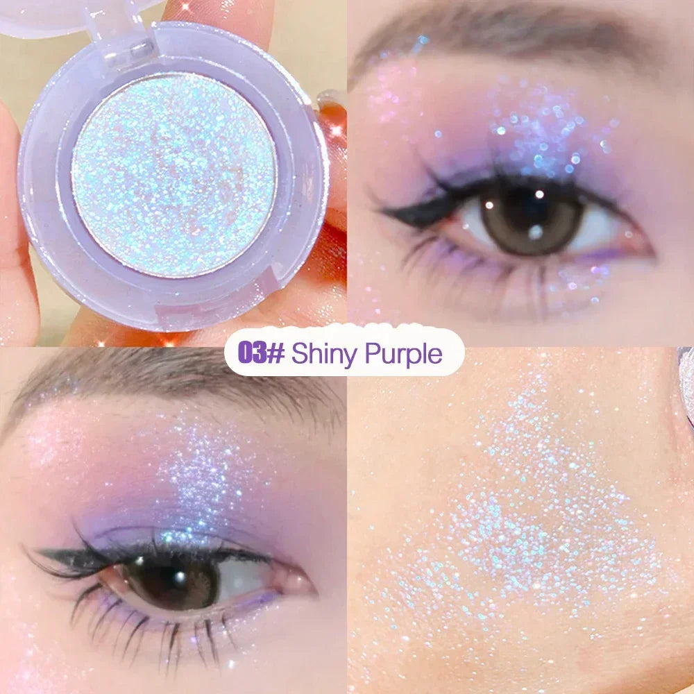 Paleta de Sombras de Ojos Monocromática con Brillo de Diamante, Sombras de Ojos Descoloradas, Iluminador, Lentejuelas, Resistente al Agua, Pigmentos de Maquillaje de Larga Duración