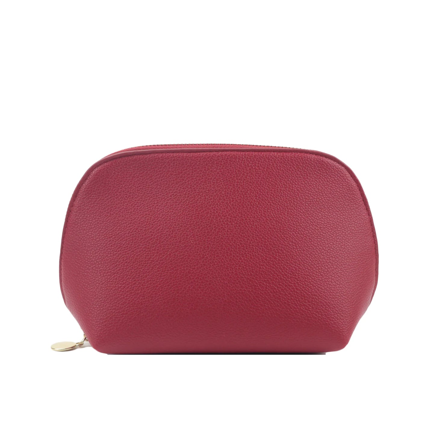Bolsa de cosméticos de cuero sintético con letras personalizadas, clásica, sencilla, de color liso, con cremallera avanzada.