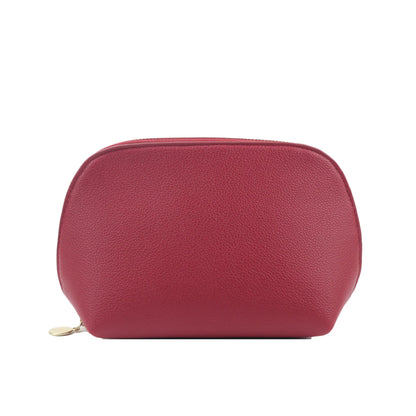 Bolsa de cosméticos de cuero sintético con letras personalizadas, clásica, sencilla, de color liso, con cremallera avanzada.
