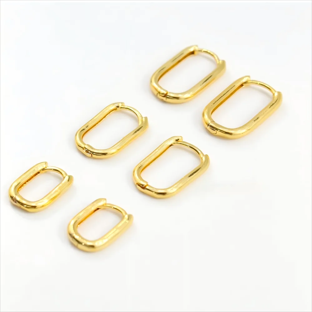 2/6 PCS Pendientes Huggies Minimalistas Mariasz de Acero Inoxidable con Recubrimiento PVD Color Oro, Aro Cuadrado para Mujeres y Hombres, Joyería Clásica