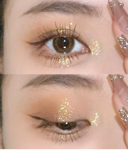 Paleta de Sombras de Ojos Monocromática con Brillo de Diamante, Sombras de Ojos Descoloradas, Iluminador, Lentejuelas, Resistente al Agua, Pigmentos de Maquillaje de Larga Duración
