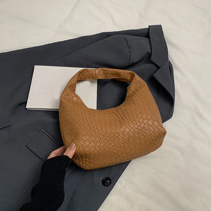 Bolso de Hombro Hobo Pequeño de Mujer de Moda Clásica, Tejido y Grabado, de Cuero PU Suave con Asa Superior, Bolsos Casuales para el Día a Día