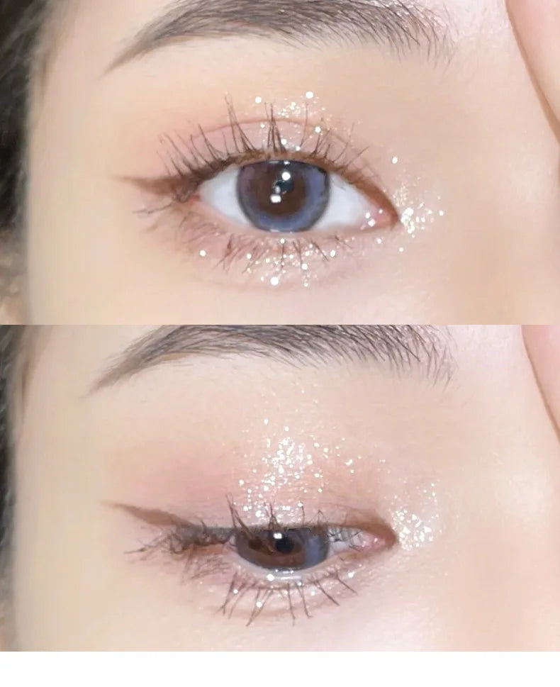 Paleta de Sombras de Ojos Monocromática con Brillo de Diamante, Sombras de Ojos Descoloradas, Iluminador, Lentejuelas, Resistente al Agua, Pigmentos de Maquillaje de Larga Duración