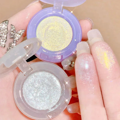 Paleta de Sombras de Ojos Monocromática con Brillo de Diamante, Sombras de Ojos Descoloradas, Iluminador, Lentejuelas, Resistente al Agua, Pigmentos de Maquillaje de Larga Duración