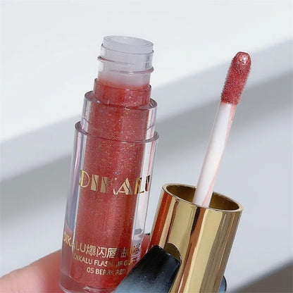 Brillo de Labios con Purpurina Diamante a Prueba de Agua 5 Colores Brillo de Labios Líquido con Purpurina Centelleante Brillo de Labios con Perla Diamante Maquillaje de Labios Sexy