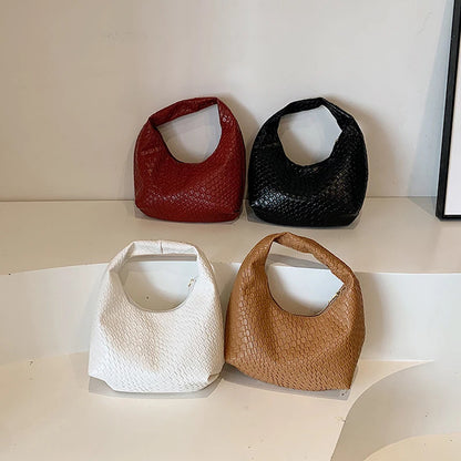 Bolso de Hombro Hobo Pequeño de Mujer de Moda Clásica, Tejido y Grabado, de Cuero PU Suave con Asa Superior, Bolsos Casuales para el Día a Día