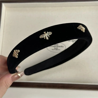 1 diadema retro para peinado color negro de abeja retro y clásico para mujeres, niñas, diadema de moda versátil francesa, accesorios para el cabello