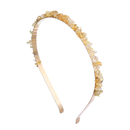 1PC Natural Stone Crown Gravel Headbands Irregular Aquamarines Amethysts Chip Beads Hair Hoops For Women Girl Hair Accessories