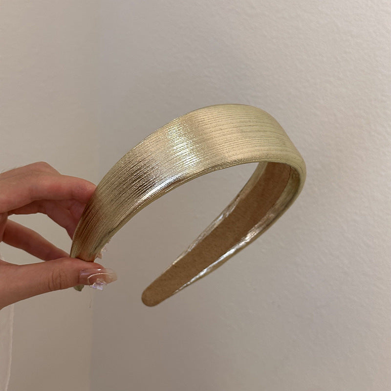 Korean Style Wide Leather Hairbands Shiny Gold Silver Pu Headbands Fashion Plain Sponge Hair Hoop Women Hair Clip Retro Headwear