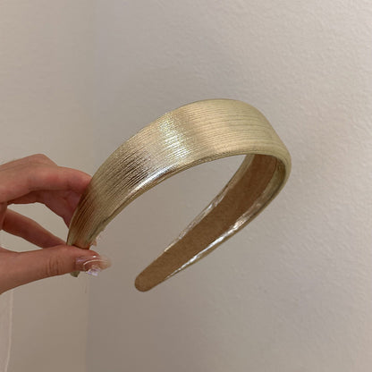 Korean Style Wide Leather Hairbands Shiny Gold Silver Pu Headbands Fashion Plain Sponge Hair Hoop Women Hair Clip Retro Headwear