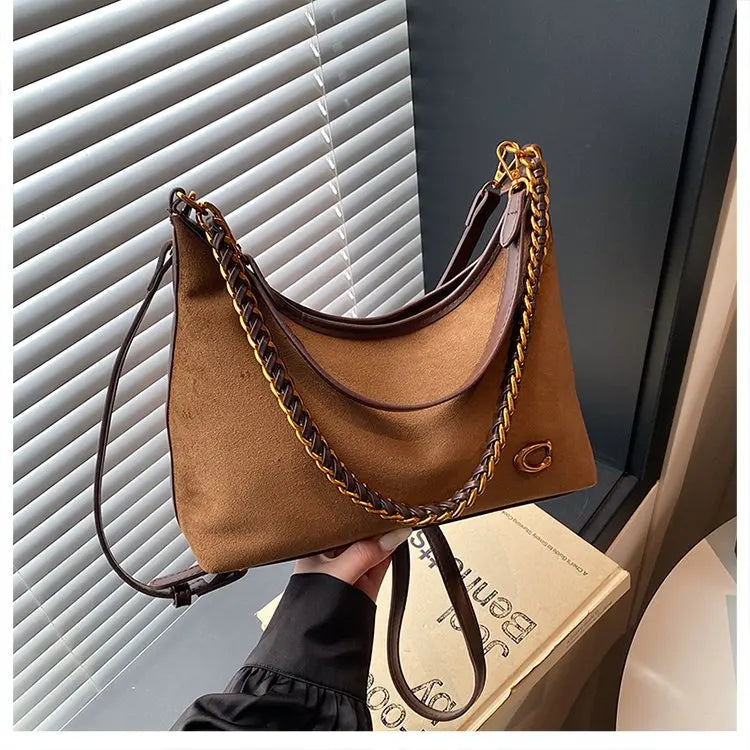 Bolso bandolero para mujer Ele, retro, mate, con cadena, versátil, para uso diario, para una sola persona