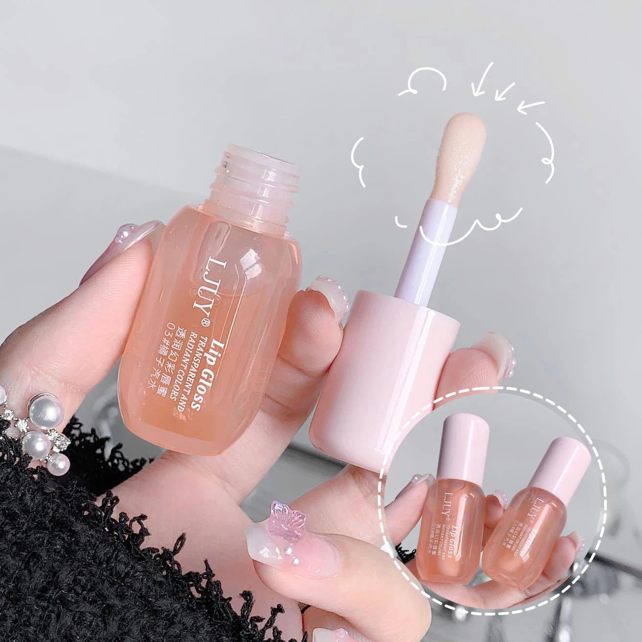 Aceite Labial de Cristal de Fruta Hidratante Brillo Labial Transparente de Vidrio Voluminizador Suero Labial Transparente Cuidado de Labios Maquillaje Cosméticos