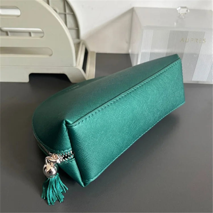 Bolsa de viaje portátil, bolso de mano, bolsa de almacenamiento de lápiz labial LA MER, azul marino, textura luminosa misteriosa,
