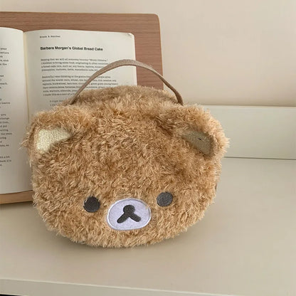 Estuche de maquillaje de peluche con diseño de oso relajado de anime, bolsa de cosméticos para mujer, bolsa de almacenamiento de joyas, organizador para chica, bolsos de mano, regalo,