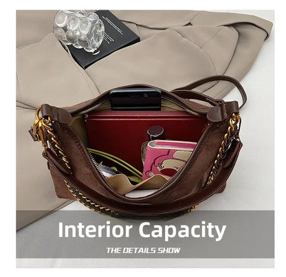 Bolso bandolero para mujer Ele, retro, mate, con cadena, versátil, para uso diario, para una sola persona